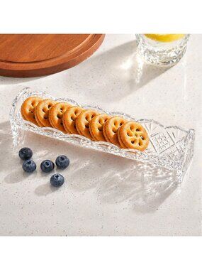 Elegant Crystal Cracker Tray & Appetizer Platter - Glass Serving Dish for